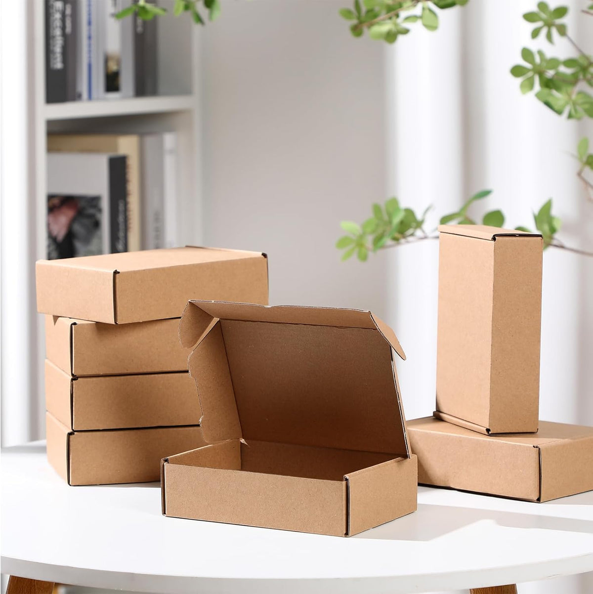 Qilery 100 Pcs Shipping Boxes Cardboard Gift Corrugated Cardboard Brown Boxes Mailer Packaging for