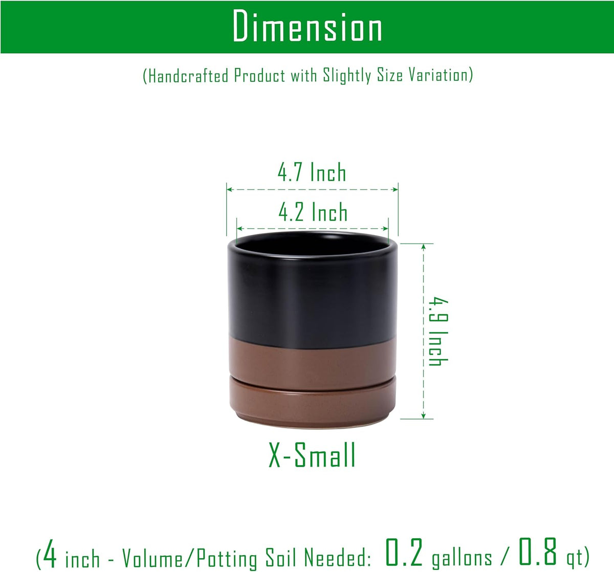 D'vine Dev Set of 4 Small Ceramic Plant Pots, 4.7 Inch Succulent Planter Pot for Plants with