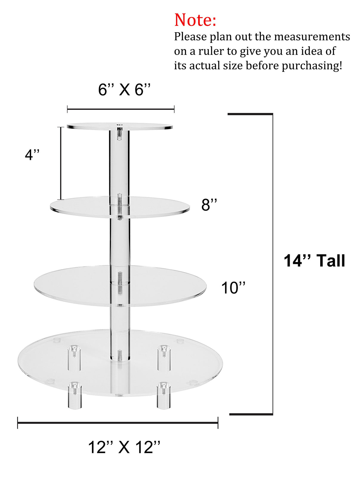 Jusalpha Large 4 Tier Acrylic Cupcake Stand,Round Cake Stand for Party