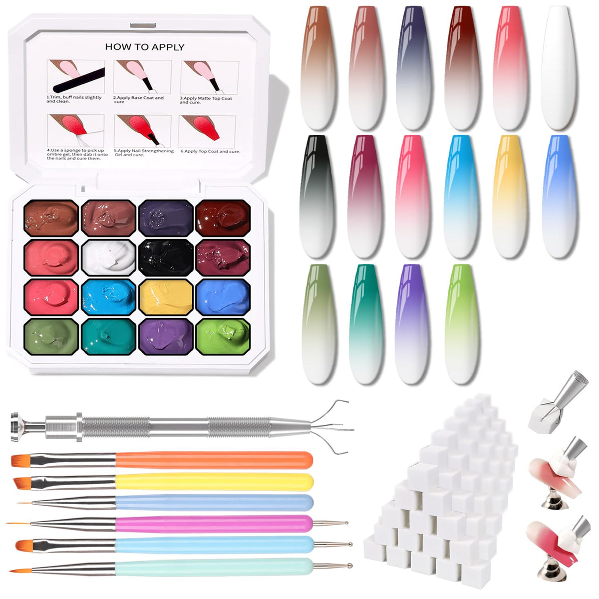 Sponge Pat Paint Nail Gel, Ombre Nails Gradient Gel Nail Blush Blooming Aura Nails Drawing Stripper