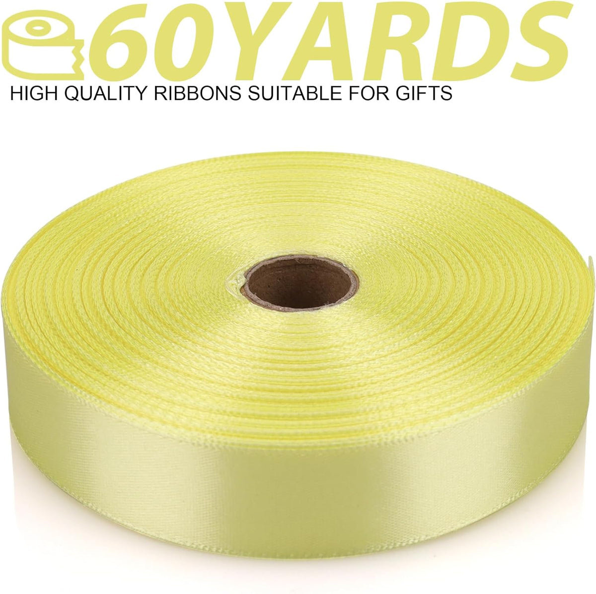 Rice Yellow Ribbon 7/8 Inch 60 Yards Satin Craft Ribbon-Single Face Polyester Ribbon for Handmade