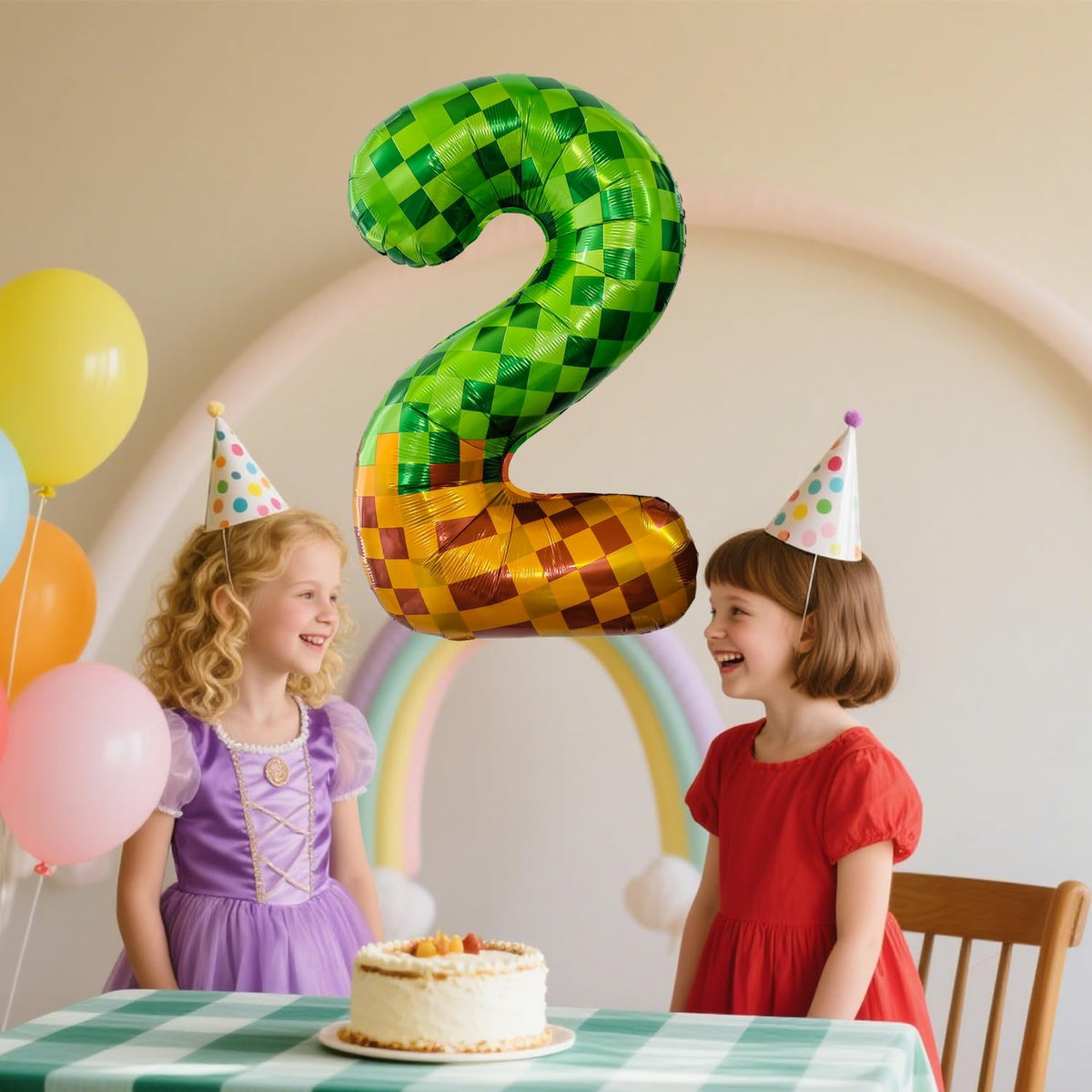 Pixel & TNT Theme 40in Giant Number Balloons - Foil Mylar Birthday Party Decorations for Kids