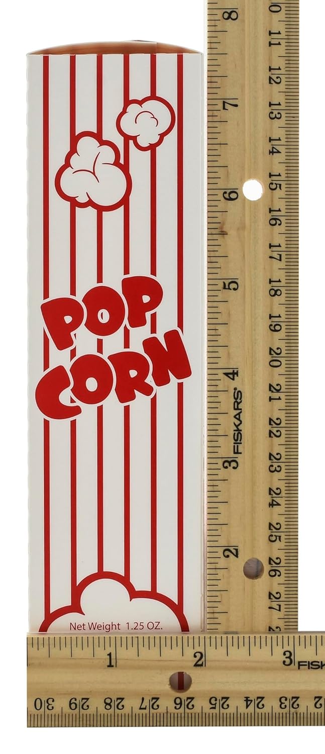 Snappy 3J Red & White Striped Close Top Popcorn Boxes for Movie Night Supplies, Popcorn Boxes Bulk