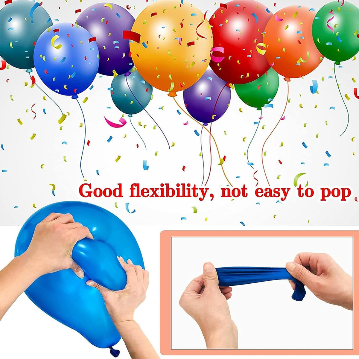 68Pcs Blue and White Balloons Kit 12 Inch, Blue Confetti Balloons Light Blue Baby Blue Pearl White