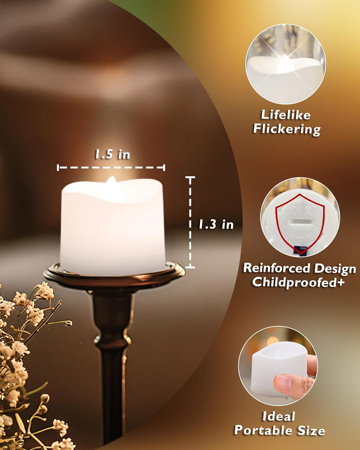 Homemory Timer Tea Lights Candles Battery Operated, 6H Timer Built-in, Auto On Daily, Flameless LED