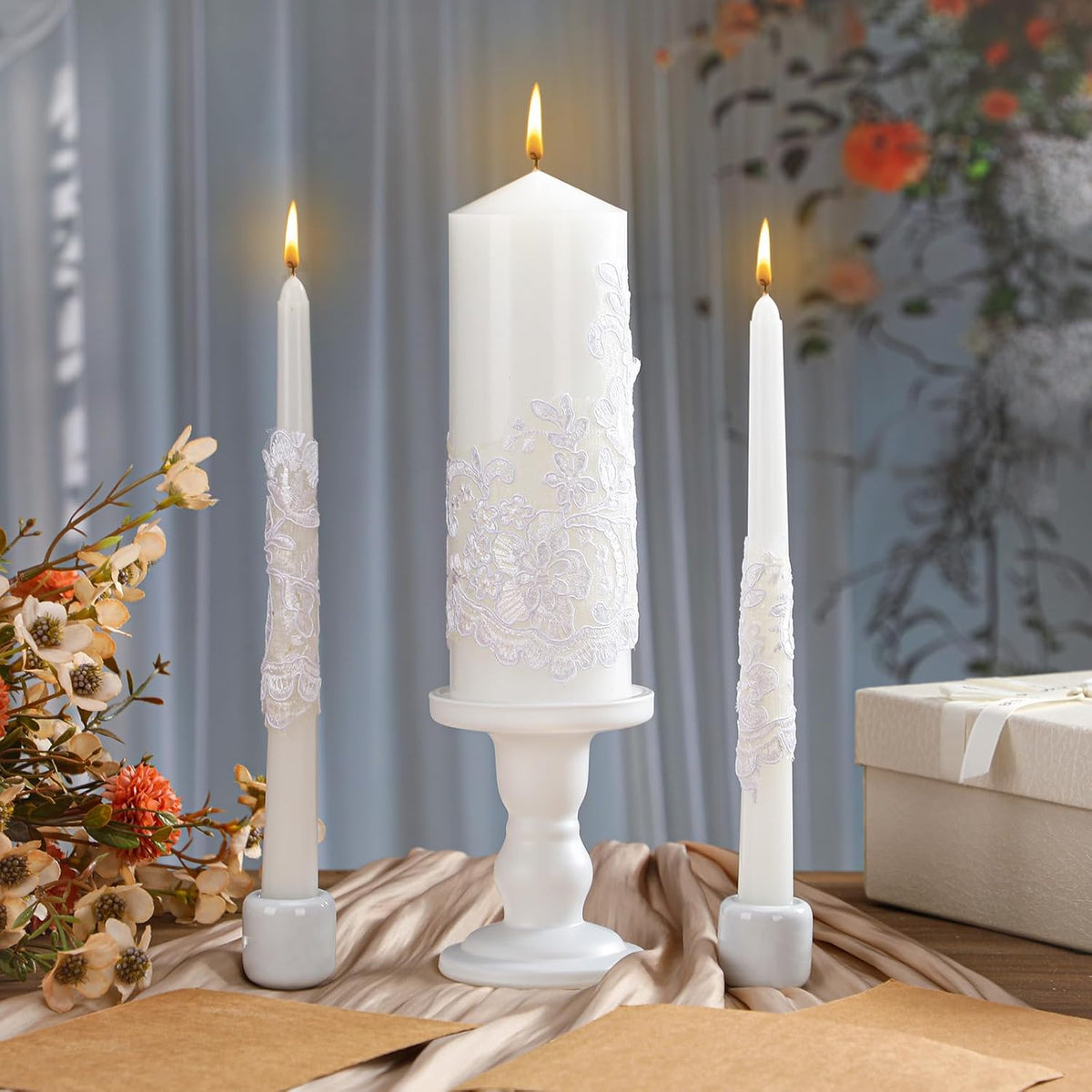 Irenare Unity Candles with Holder for Wedding Ceremony Wedding Decortions Accessories Glass Candle