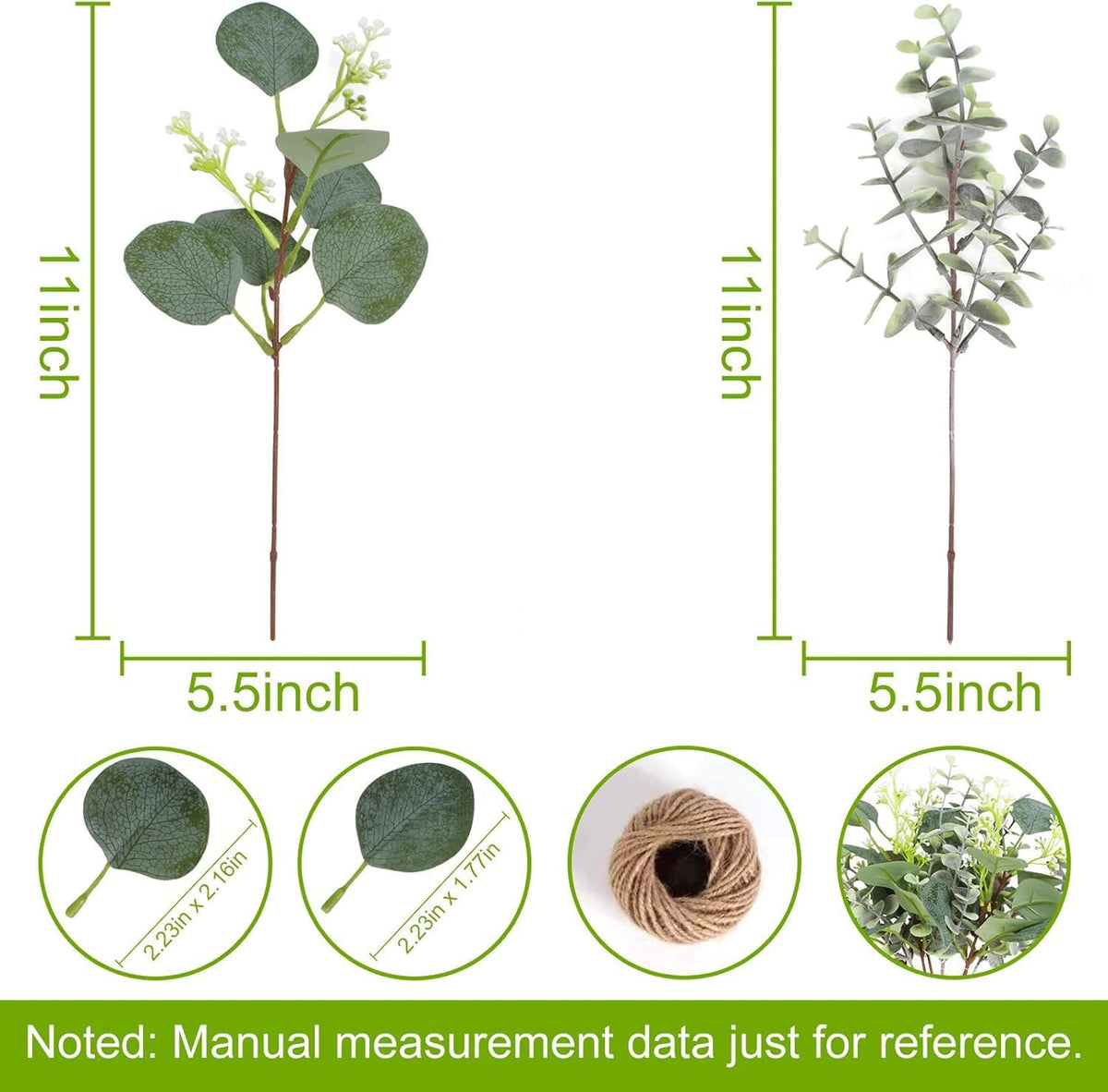 120 PCS Artificial Eucalyptus Stems Bulk Faux Silver Dollar Leaves for Vase Bouquets Baby
