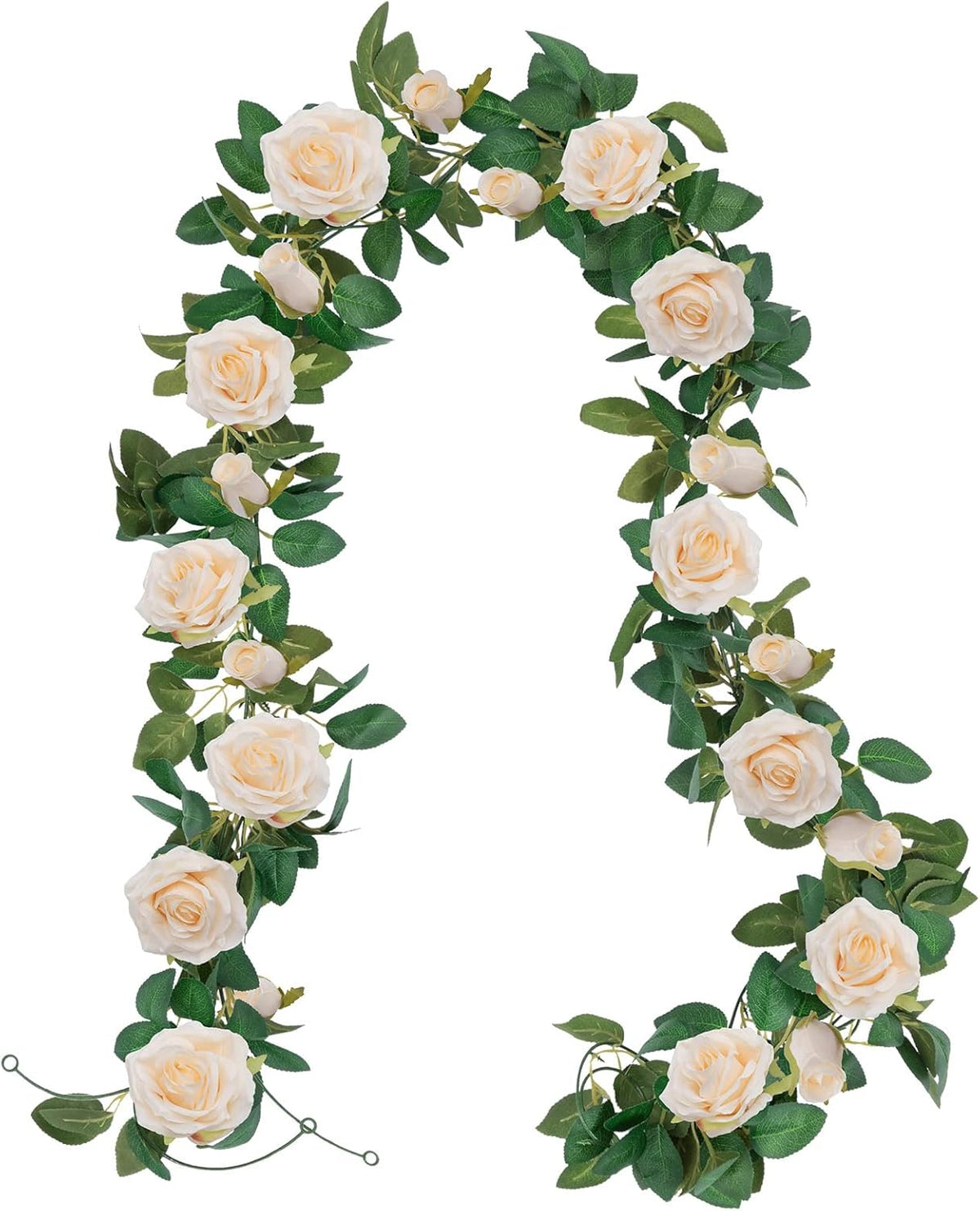 U'Artlines 3 Pack Artificial Champagne Rose Vines Floral Garlands Total 19.5 Ft Fake Vine Silk