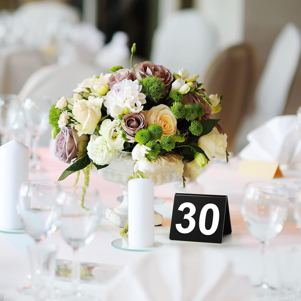 Tuanse Table Numbers 1-50 Acrylic Double Side Numbered Table Tents Restaurant Wedding Number Cards