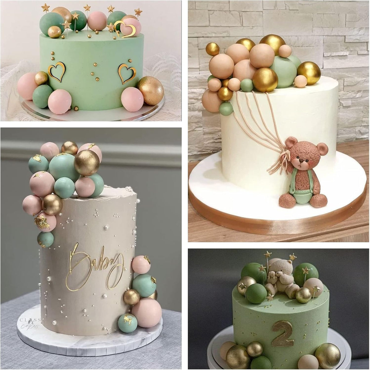ASTARON Ball Cake Topper, 32 Pcs Foam & Wire Decorations, Mini Balloons Cake Topper Sticks, 4