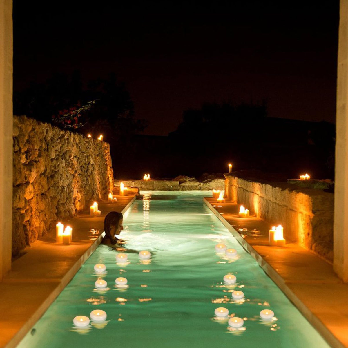 24 Pack 3”Floating Candles Water-Activated Flameless LED Candle, 120 Hour White Battery Operate