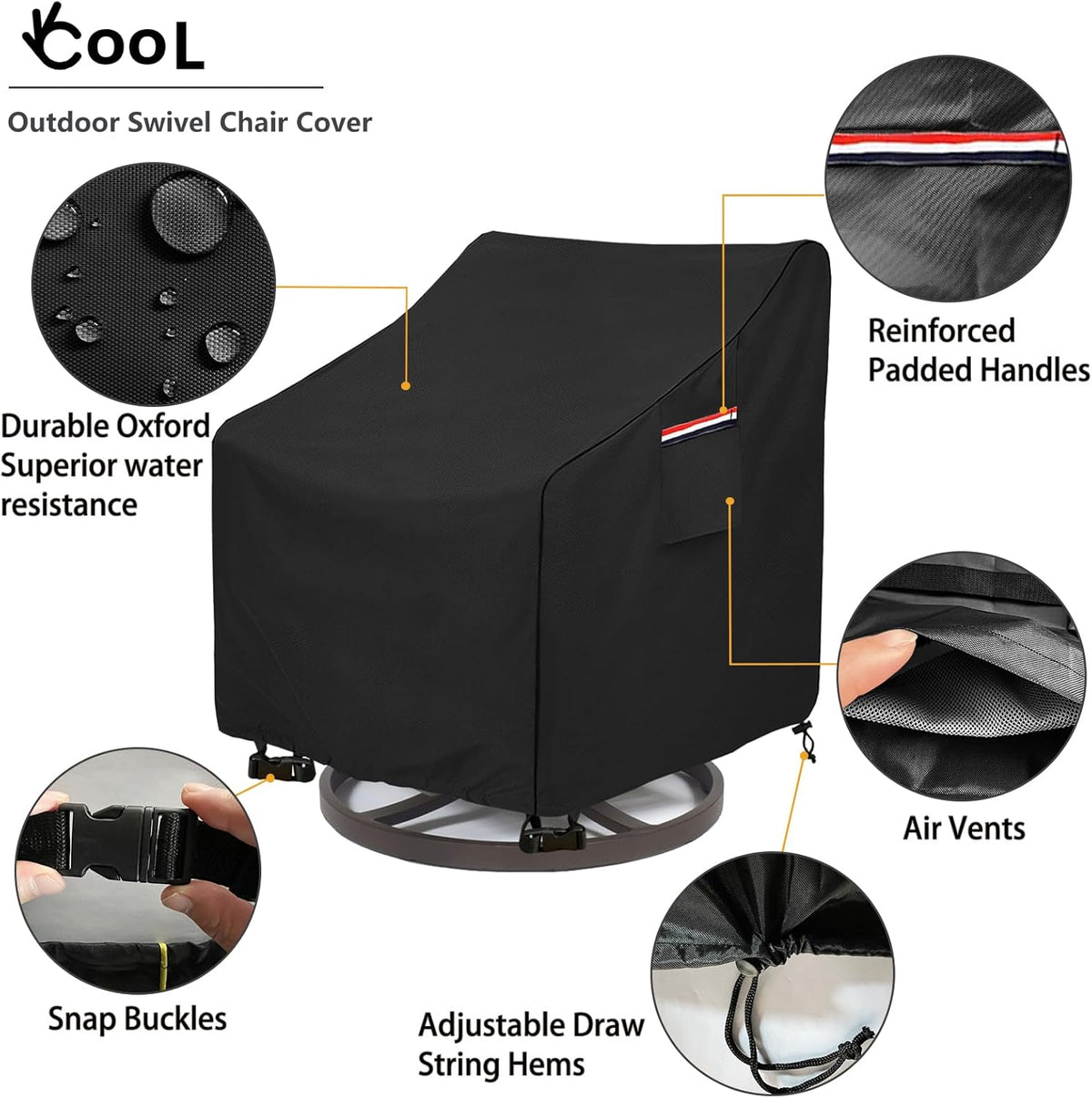 Okcool Outdoor Swivel Chair Cover 2 Pack,Outdoor Furniture Patio Chair Covers Waterproof
