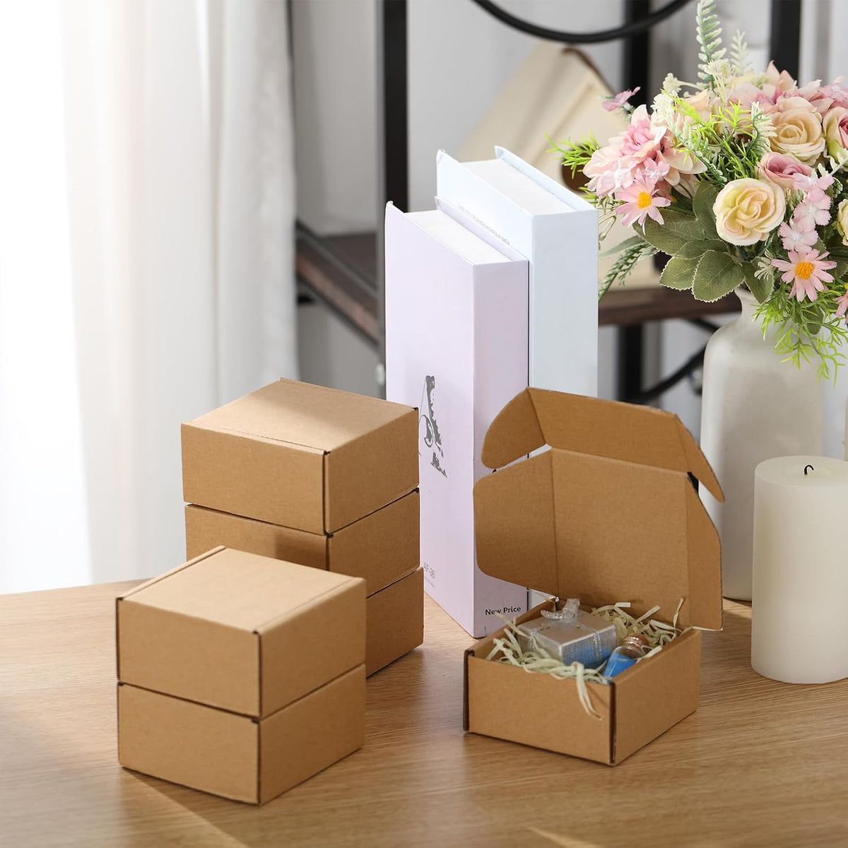 Qilery 60 Pcs Shipping Boxes Cardboard Gift Corrugated Cardboard Brown Boxes Mailer Packaging for