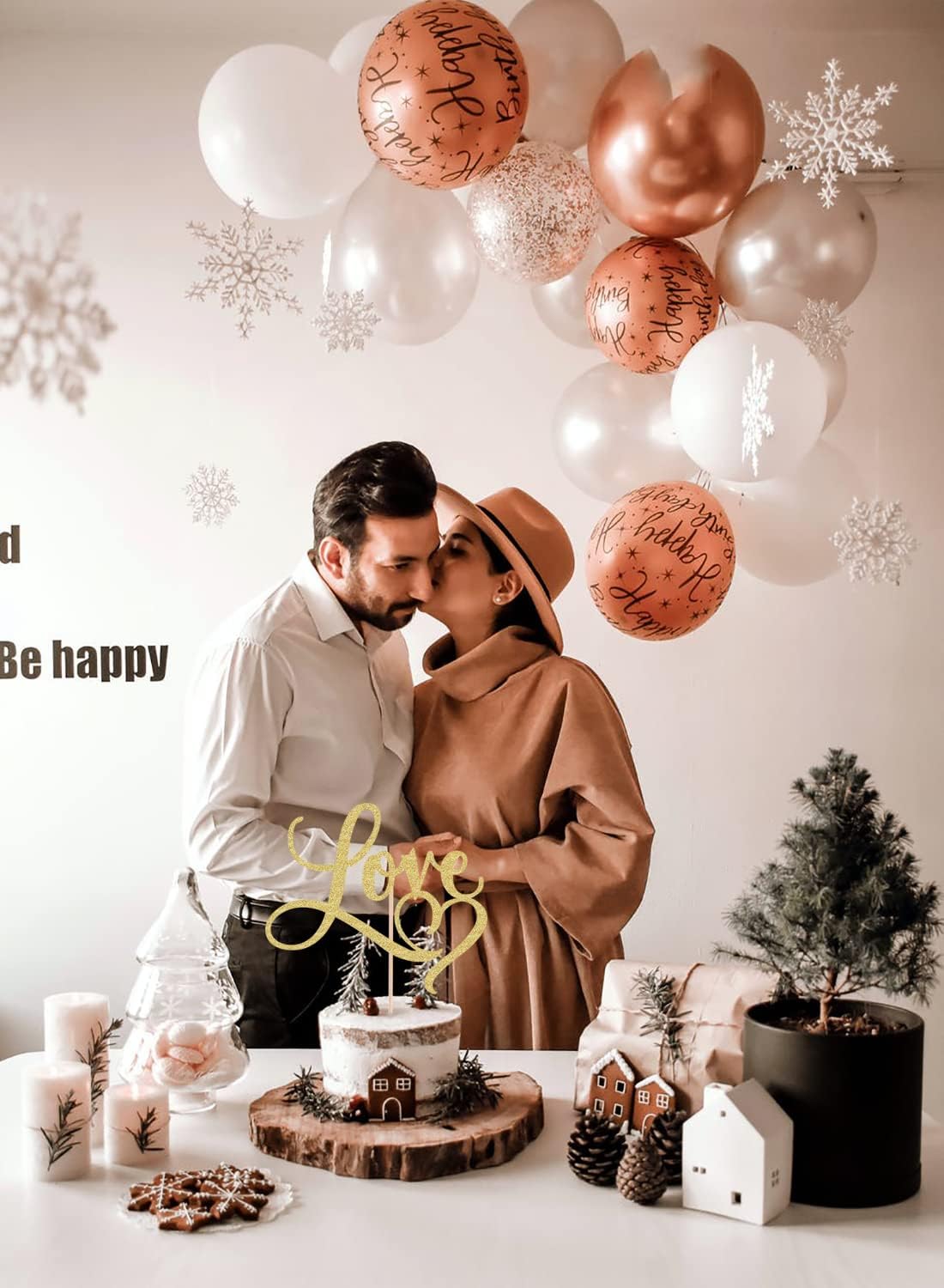 Love Cake Topper - Gold Glitter Paper Wedding Cake Decoration Supplies, Perfect for Bridal