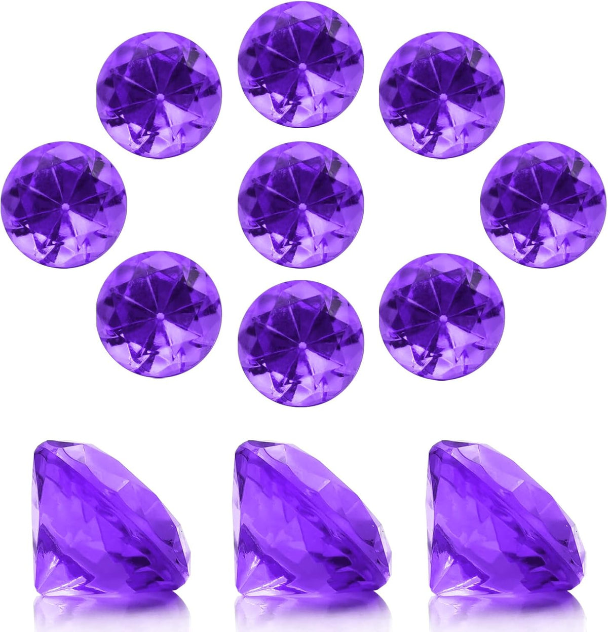 100 PCS Acrylic Diamond Gems, Purple Acrylic Diamonds 1 Inch Acrylic Gemstones Vase Filler Fake