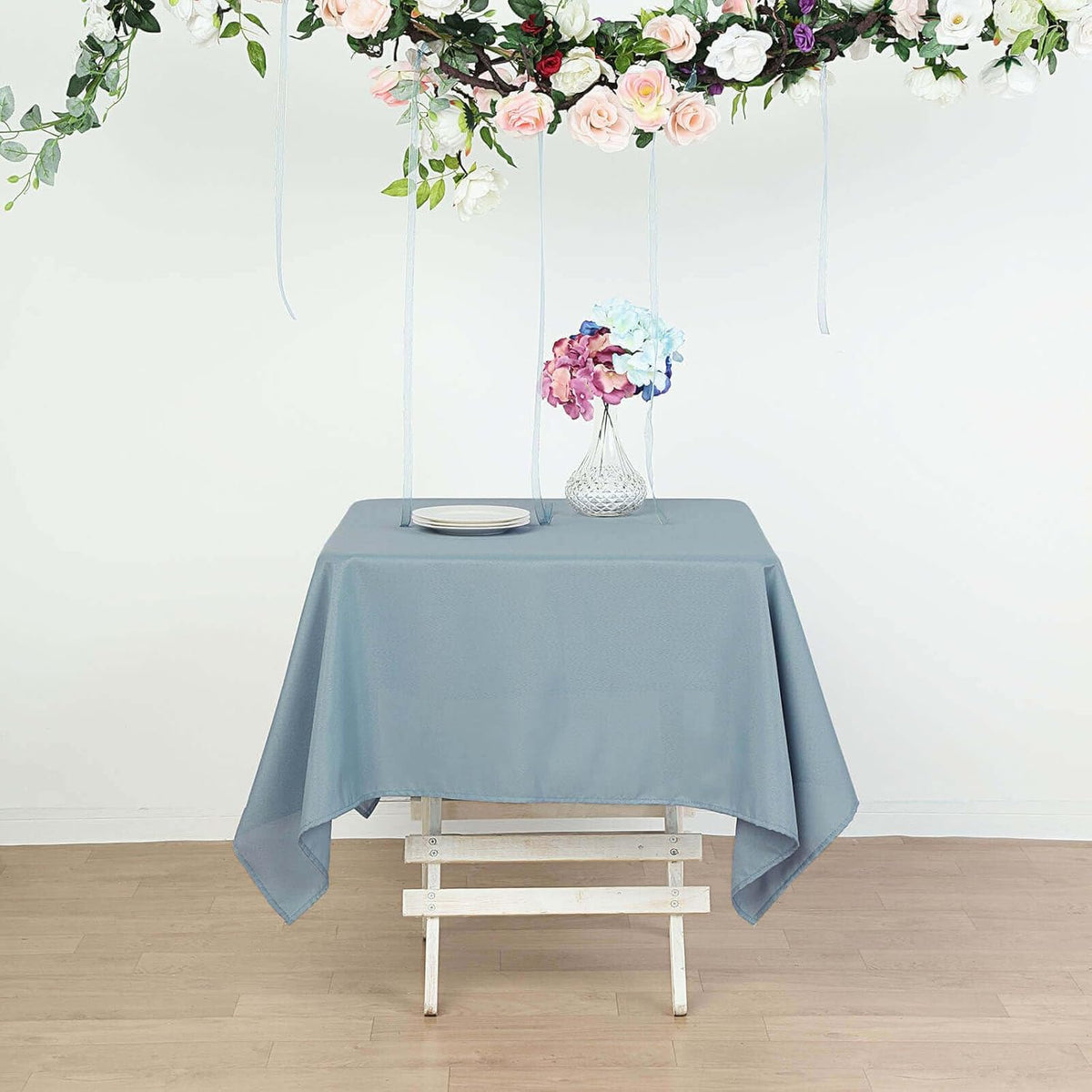 Efavormart 54x54 Dusty Blue Wholesale Linens Seamless Polyester Square Linen Tablecloth for Wedding