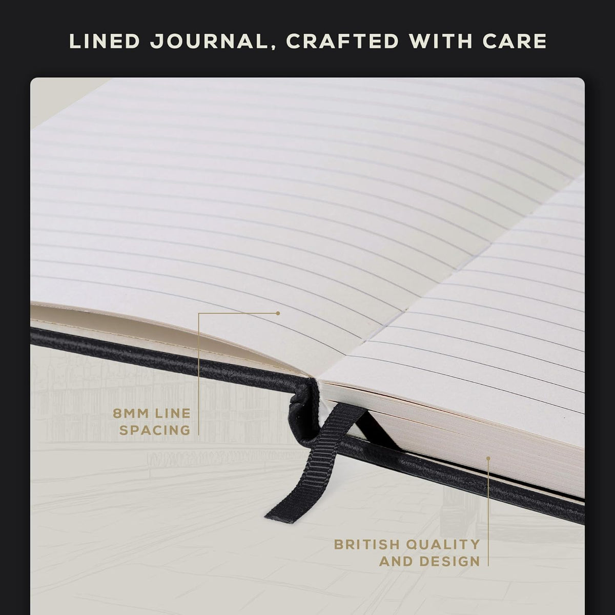 BEECHMORE BOOKS Lined Journal Notebook, 8.5 x 11.5 inch, A4 160 Lined Pages, Hardcover Leather