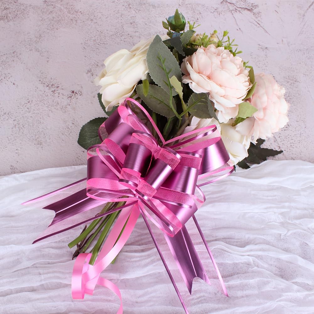 WEWILUCK Gift Bows for Presents, Hot Pink Bows for Gift Wrapping, Gift Bows with Ribbon for