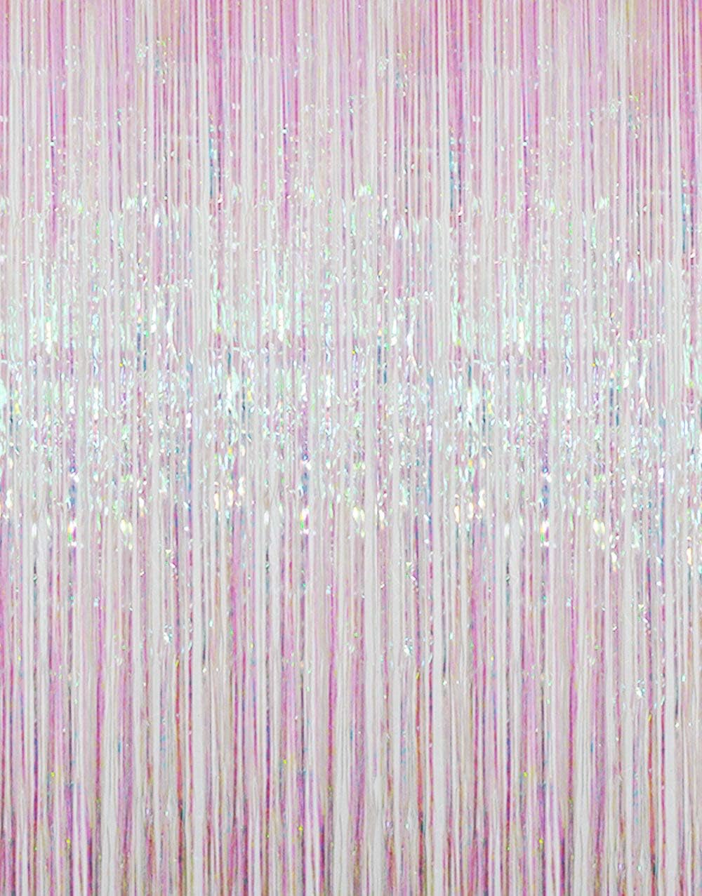 GOER 6.4 ft x 9.8 ft Metallic Tinsel Foil Fringe Curtains,Pack of 2 Party Streamer Backdrop for