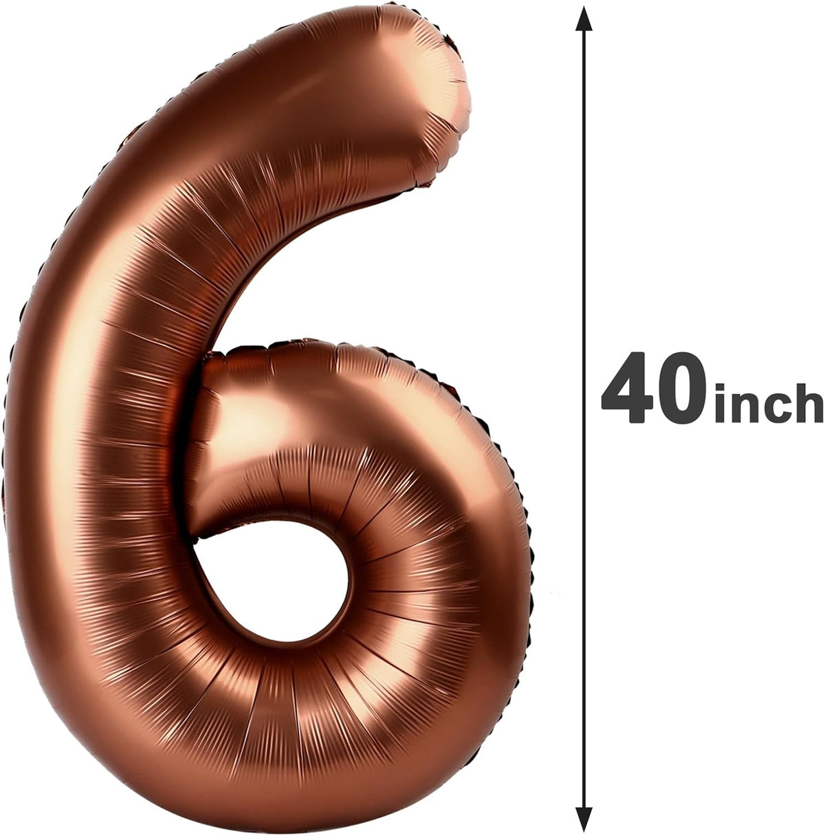 40 Inch Dark Brown Mylar Foil Number 6 Birthday Balloon, Digital Balloons for 6 16 Boy Girl Party