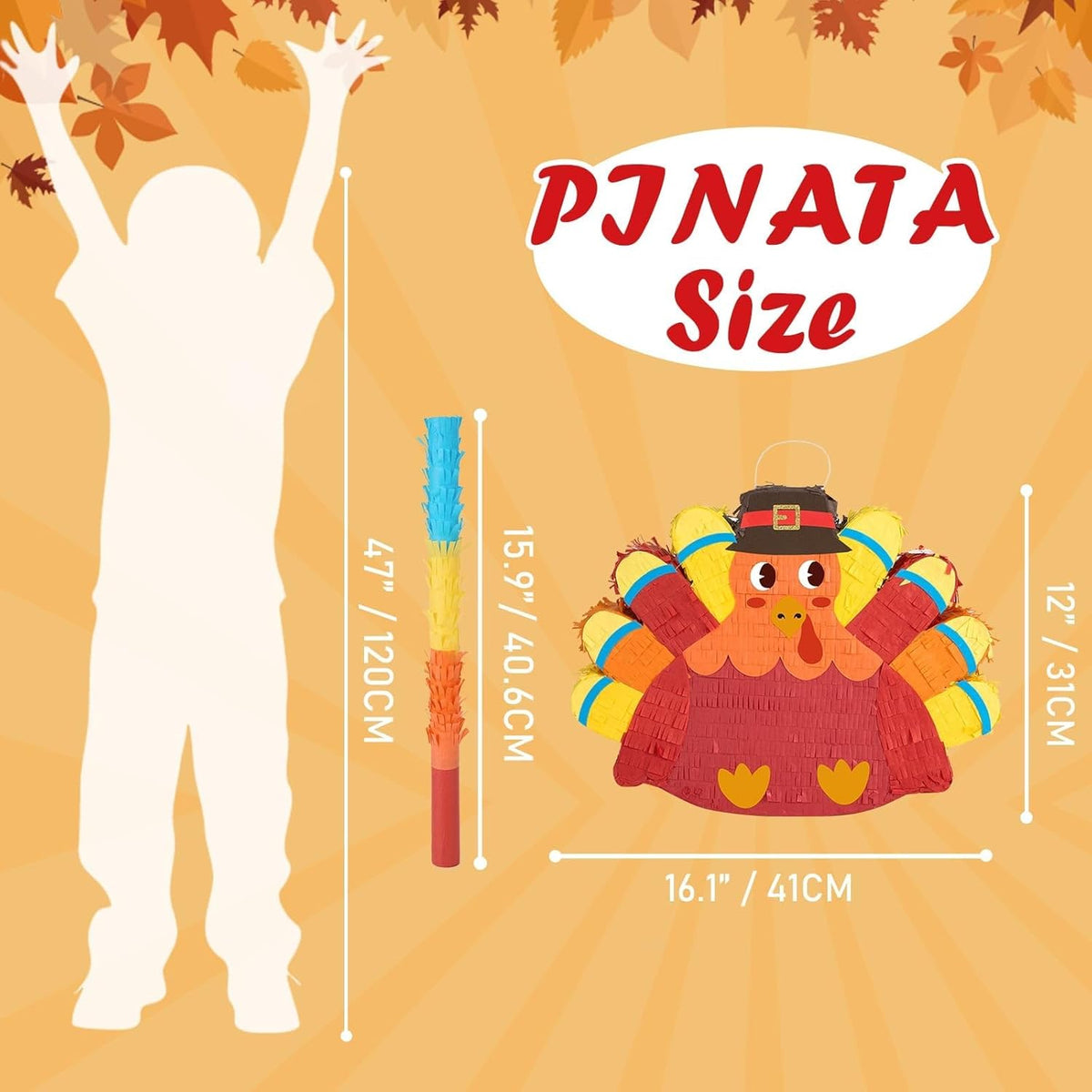 WERNNSAI Thanksgiving Turkey Pinata - Fall Decorations Red Turkey Pinata Thanksgiving Games for