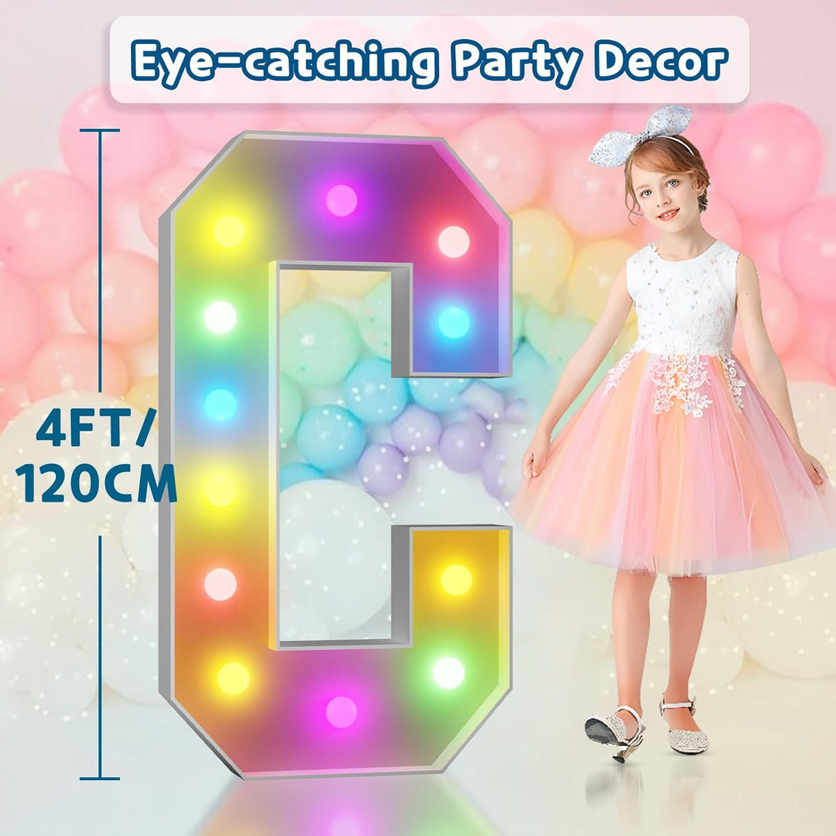 imprsv 4FT Colorful Marquee Light Up Letters C, 18 Colors Large Light up Letters Alphabet Sign with