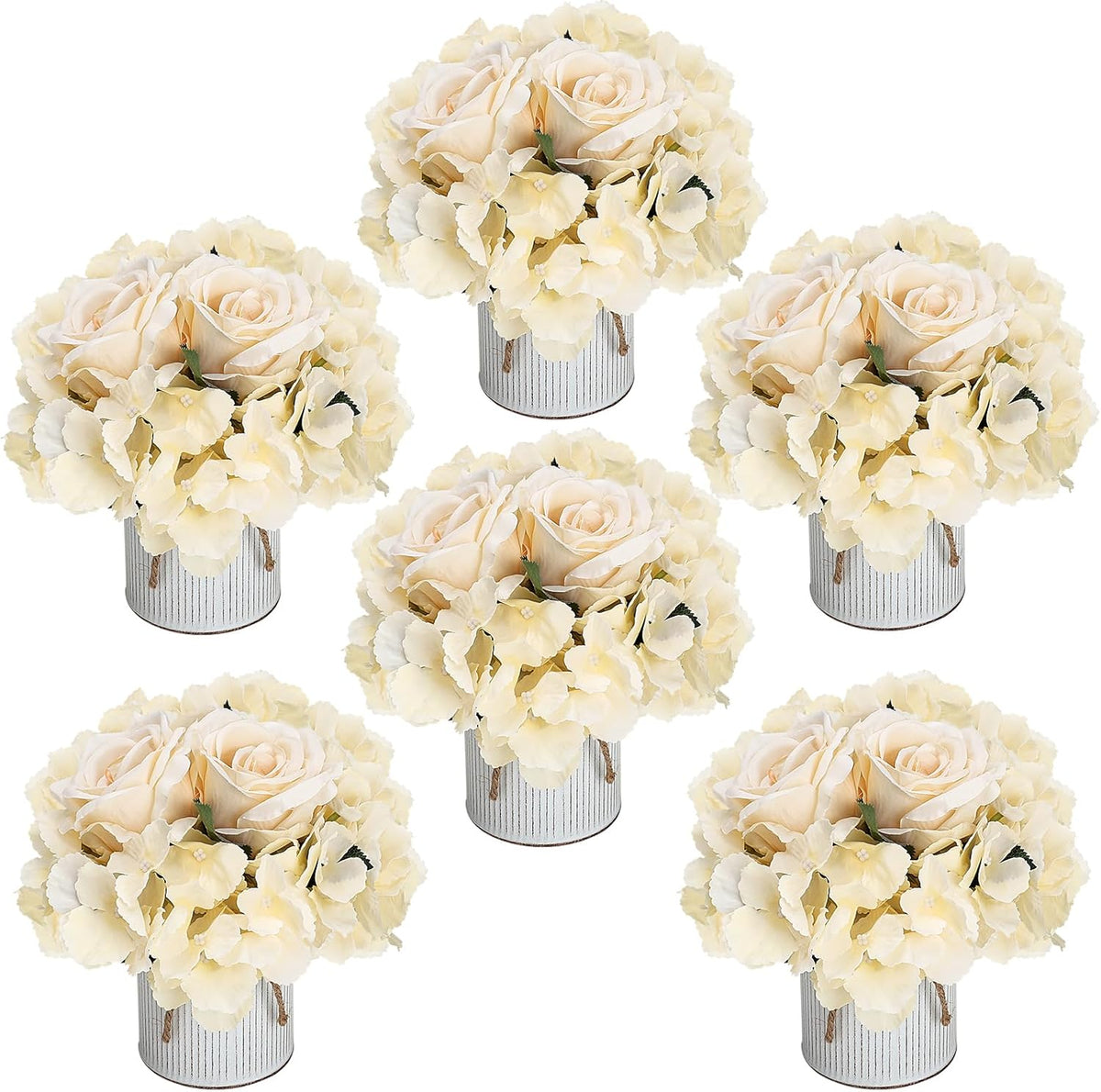 Flower Table Centerpieces - Set of 6 Floral Arrangement Artificial Wedding Hydrangeas Floral