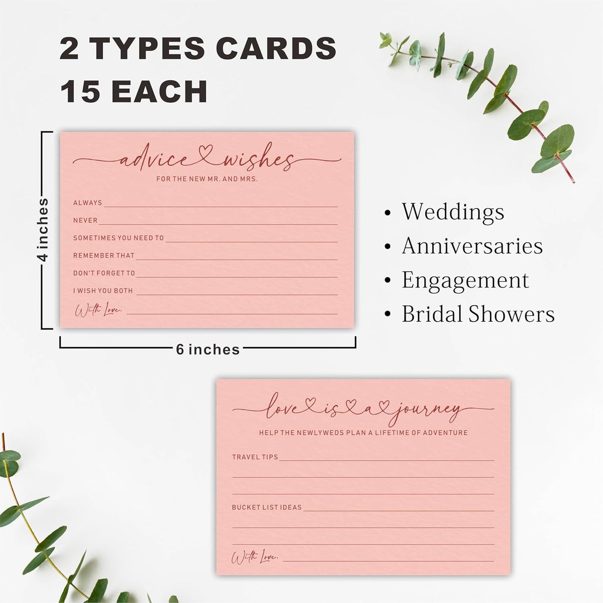 Wedding Advice Cards -Pack Of 30 Wishes For The New Mr & Mrs Wedding,Love Is A Journey Cards