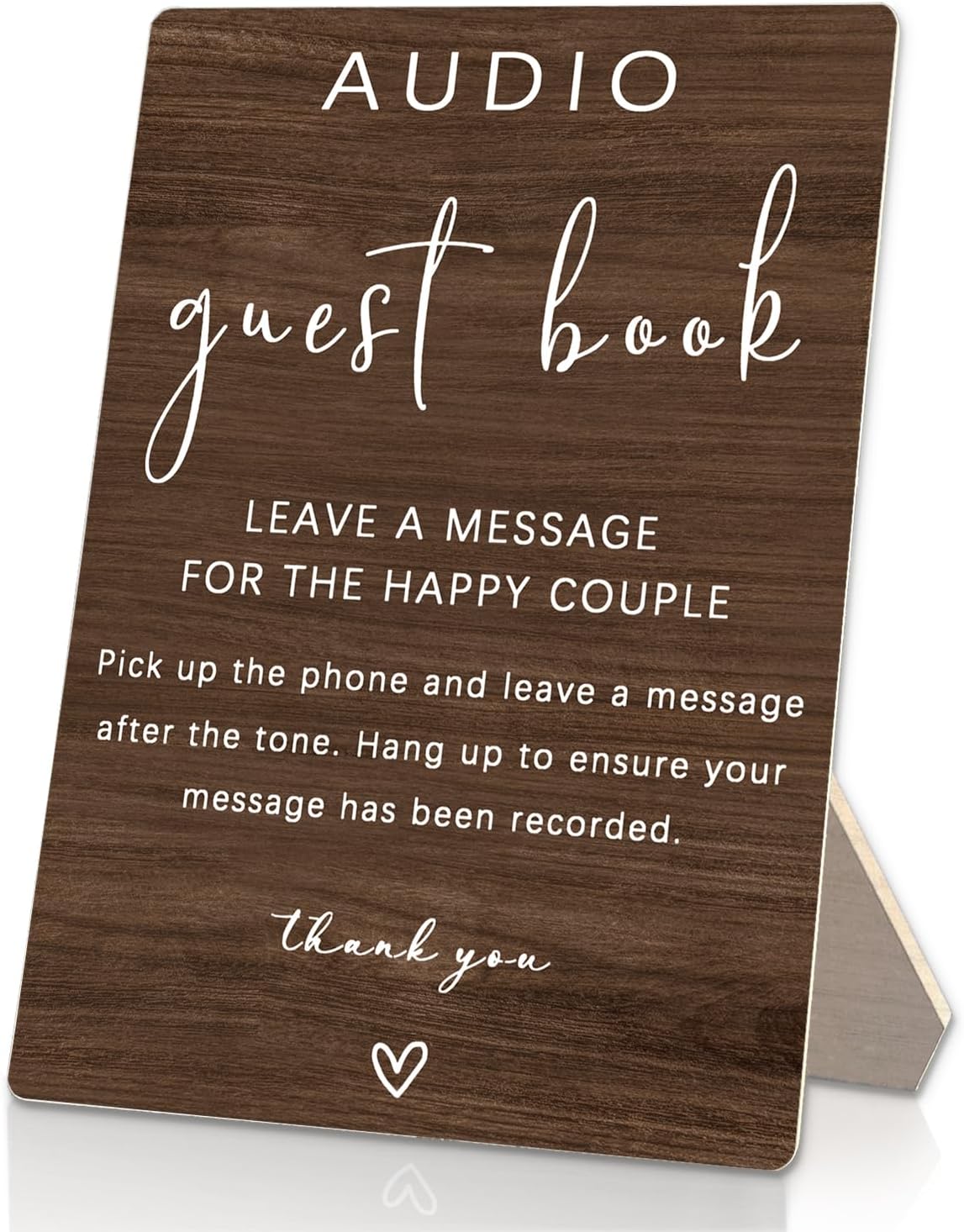 Audio Guestbook Sign, Audio Phone Guestbook Wooden Stand 5x7inch, Wedding Telephone Phone Audio