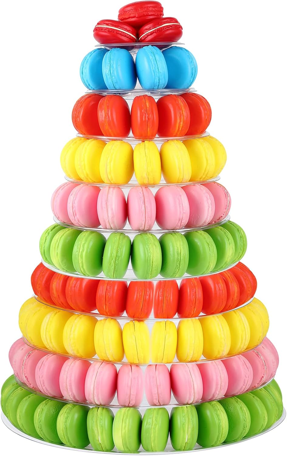 Juexica 10 Tiers Round Macaron Tower Stand Plastic Cake Display Rack Macaron Display Wedding