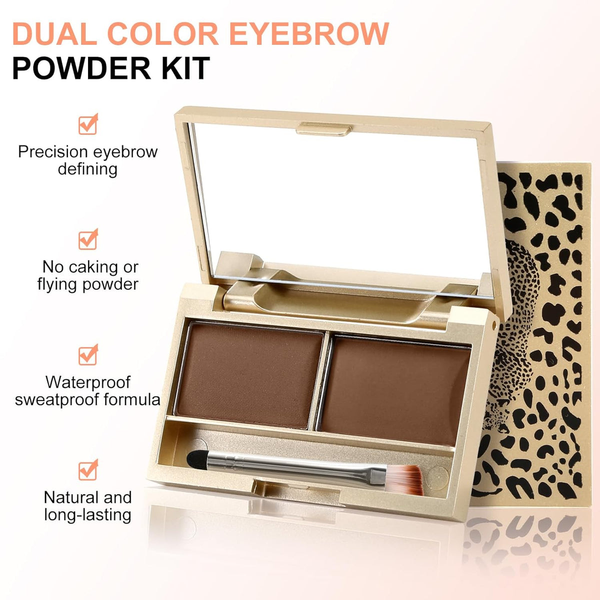 Boobeen Eyebrow Powder Kit, 2-color Waterproof Eyebrow Palette Makeup to Definer & Filler Brows