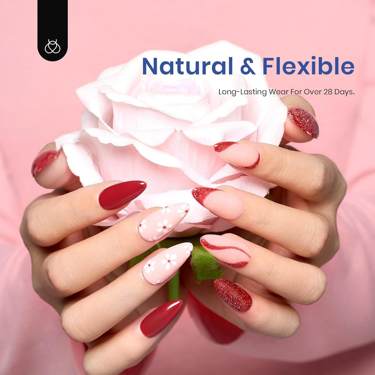 Beetles Gel Nail Kit Etch-X, Almond Medium, 500pcs 12 Sizes, with 9 in 1 Glue Mini Nail Lamp, Fall