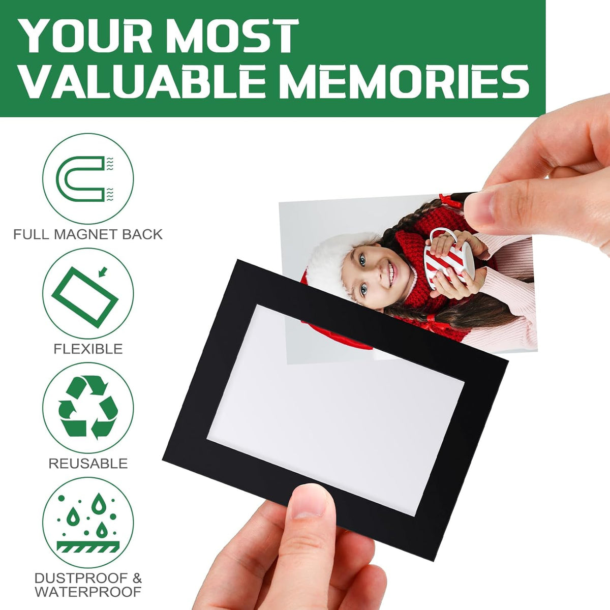 Soaoo 60 Pcs Magnetic Picture Frames Wallet Size 2.5 x 3.5 Inches Reusable Magnetic Photo Sleeves