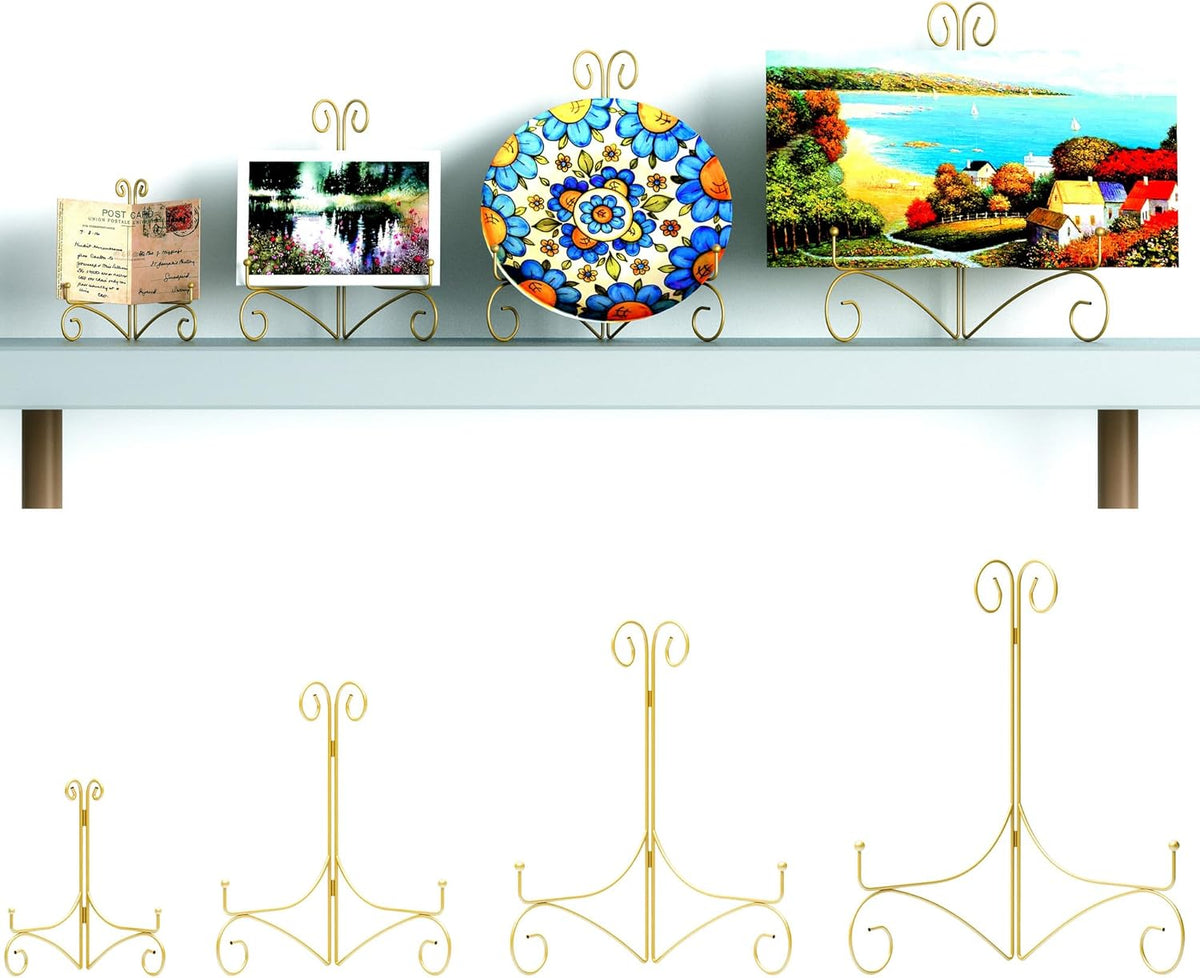 Plate Stand for Display with Hinged Folding Design, 6 Inch Picture Stands for Tables, Small Easels