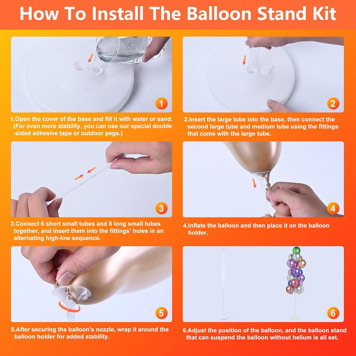 2 Sets of Balloon Stand Kit - 6ft Balloon Stands with Base, Balloon Sticks, Decorations for Party