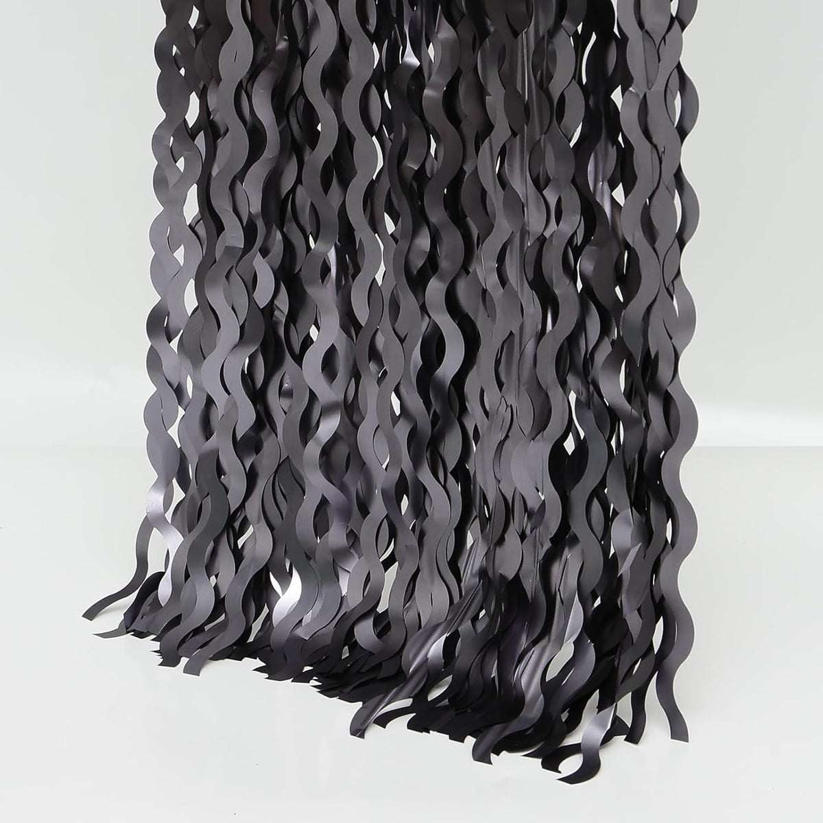 4 Pack Wavy Grey Foil Fringe Curtains Party Decorations - 3.3 ft x 6.6 ft Tinsel Curtain Backdrop