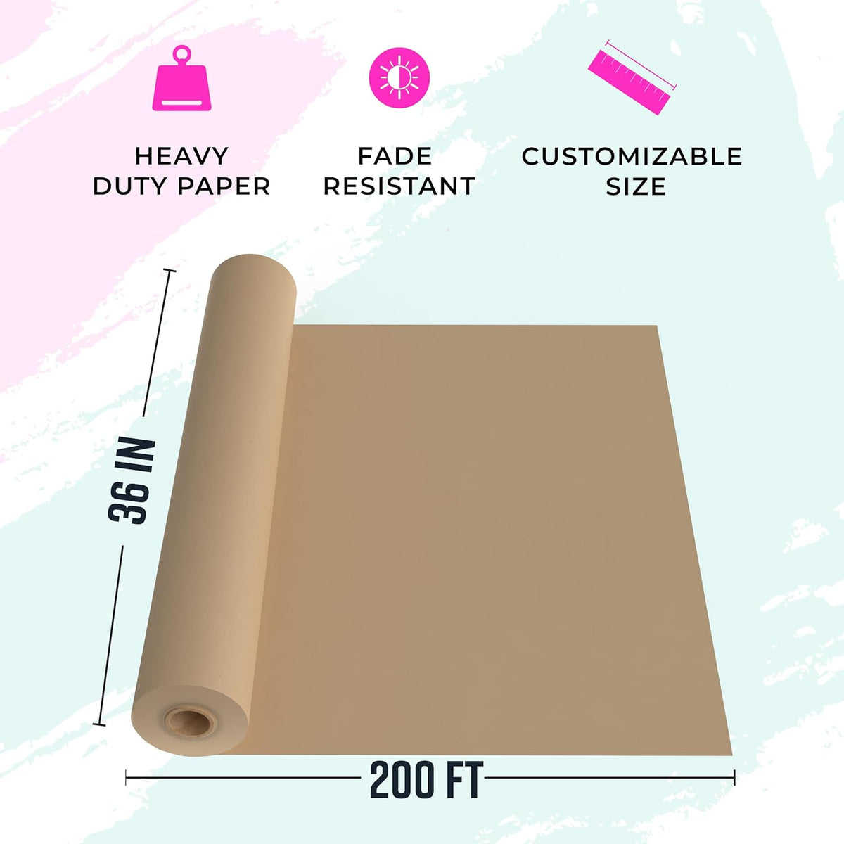 Large Brown Kraft Paper Roll - 36" x 2400" (200’) - Made in USA - Ideal for Gift Wrapping, Packing