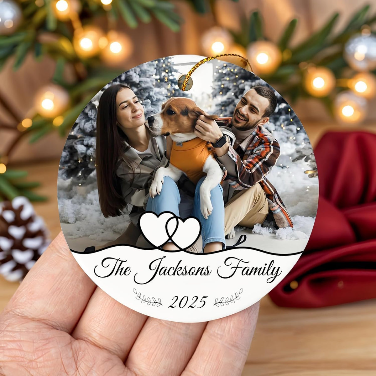 Personalized Family Ornaments for Christmas, Custom Ceramic Christmas Ornaments with Photo and