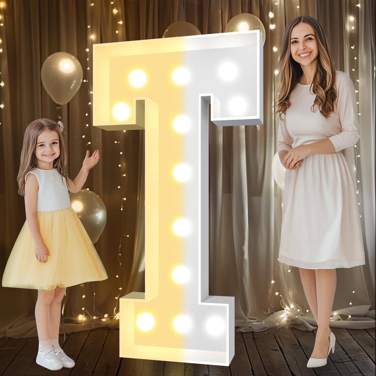 Pooqla 4 FT Marquee Light Up Letters, Cool White and Warm White Marquee Letter 4 Feet Tall, Giant