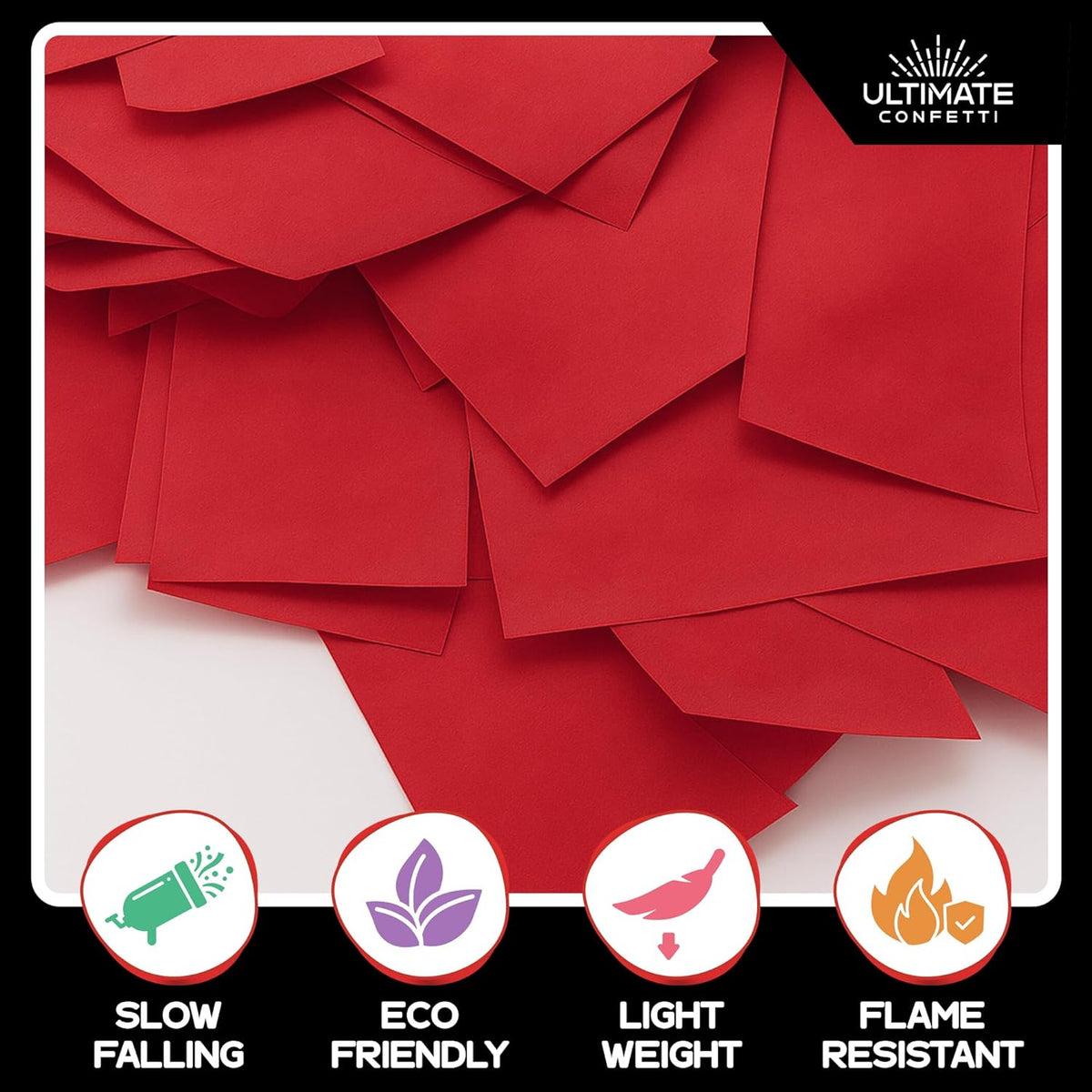 Red Biodegradable Confetti - Rectangular Fluttering Tissue Paper Confetti for Cannon and Launcher