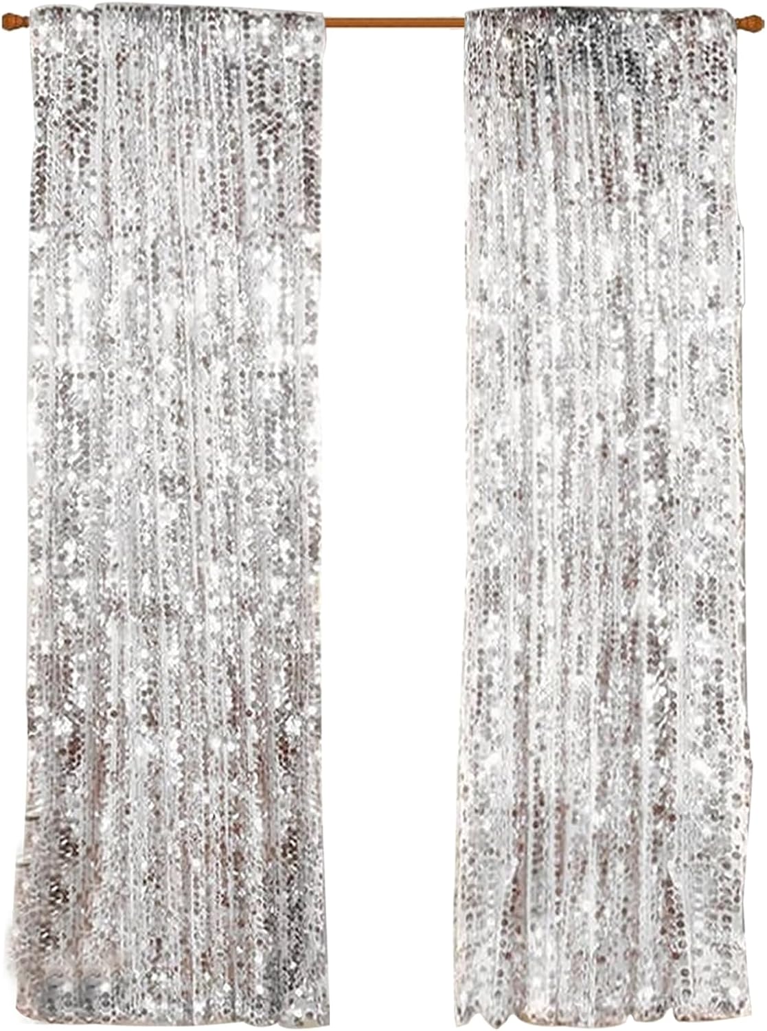 9FTx9FT Silver Big Sequin Backdrop Curtains Panels Drapes Home Party Supplies Sequin Background for