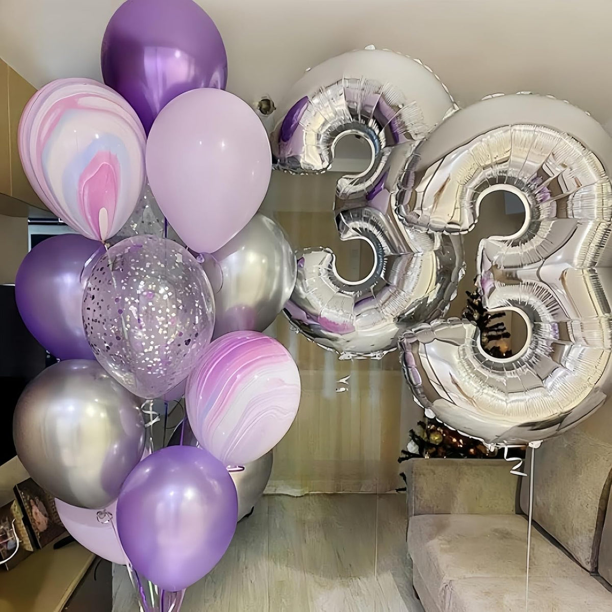 Silver Number Balloons, 40 inch Large Number 2 Foil Helium Balloons for Girls Women, Self Inflating