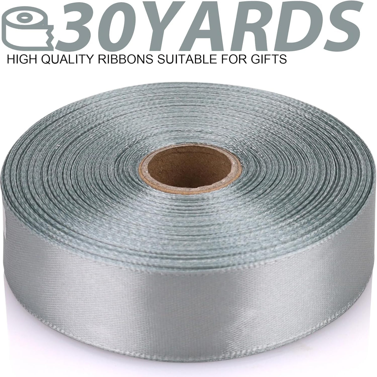 Silver Ribbon 7/8 Inch 30 Yards Satin Craft Ribbon-Single Face Polyester Ribbon for Handmade