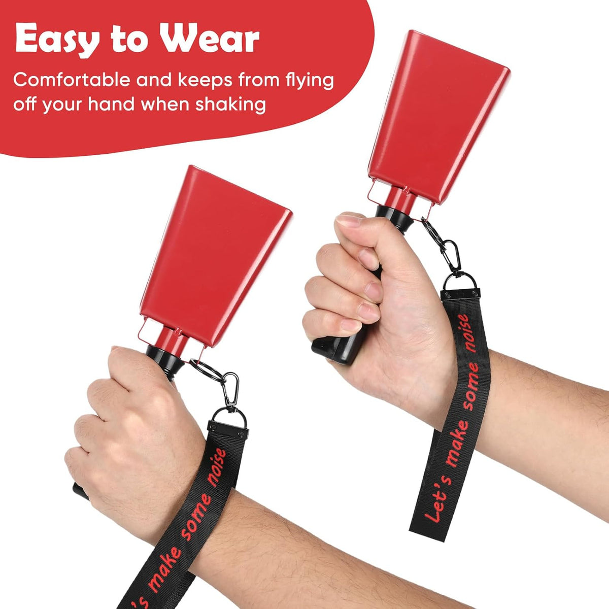 Cow Bells Noise Makers with Handle: Cowbells Hand Percussion for Sporting Events with Wrist Strap