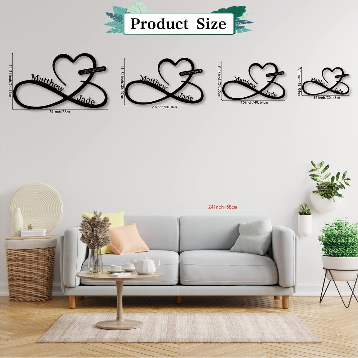 Infinity Heart Metal Wall Decor, Unique Infinity Heart Wall Decor Love Sign Plaque Steel Art