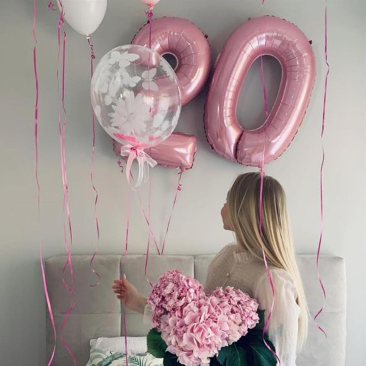 Light Pink Number 9 Balloon 40 Inch Big Self Inflating Foil Number Balloons 0-9 Pastel Pink Digital