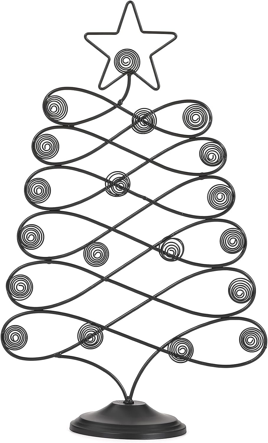 Decorative Metal Christmas Tree Card Holder, 18 Inch Tabletop Holiday Card Display Rack with Star