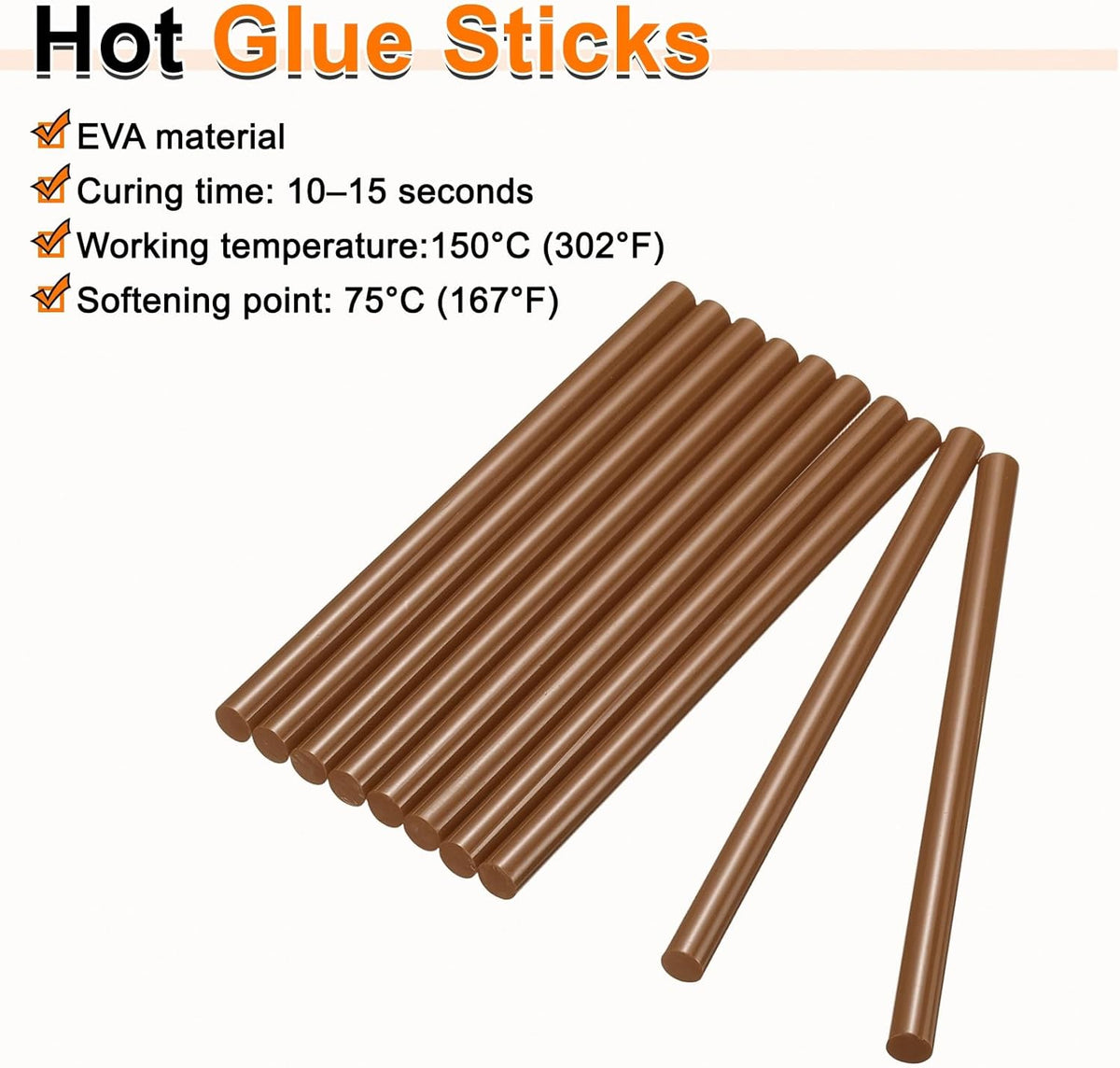 HARFINGTON 10pcs Hot Glue Sticks 0.43" Dia x 9.84" Long EVA Mini Hot Melt Adhesive Glue Stick for