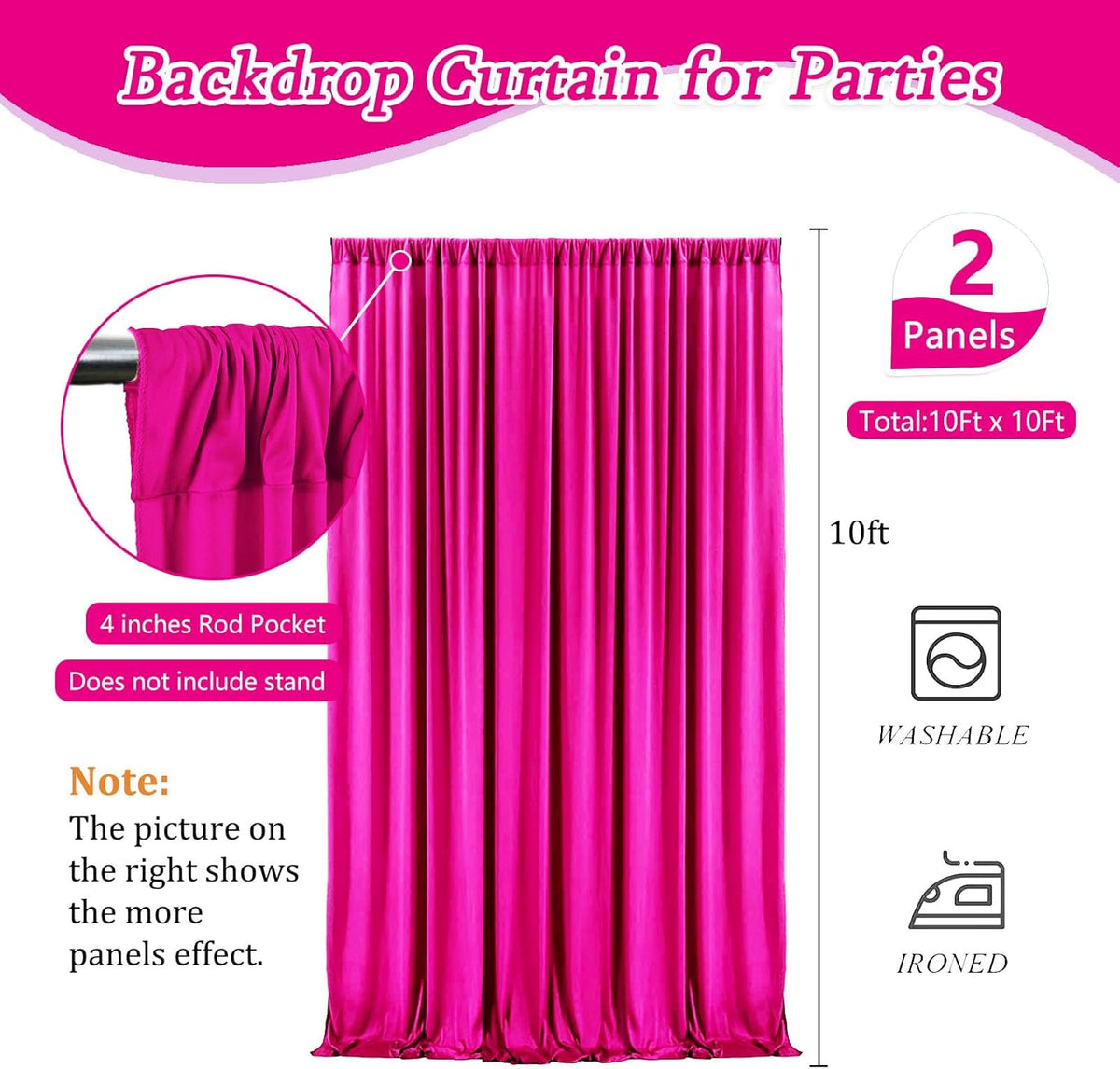 10 x 10 Feet Rose Red Backdrop Curtain for Partie, Background Curtains for Photoshoot, Birthday