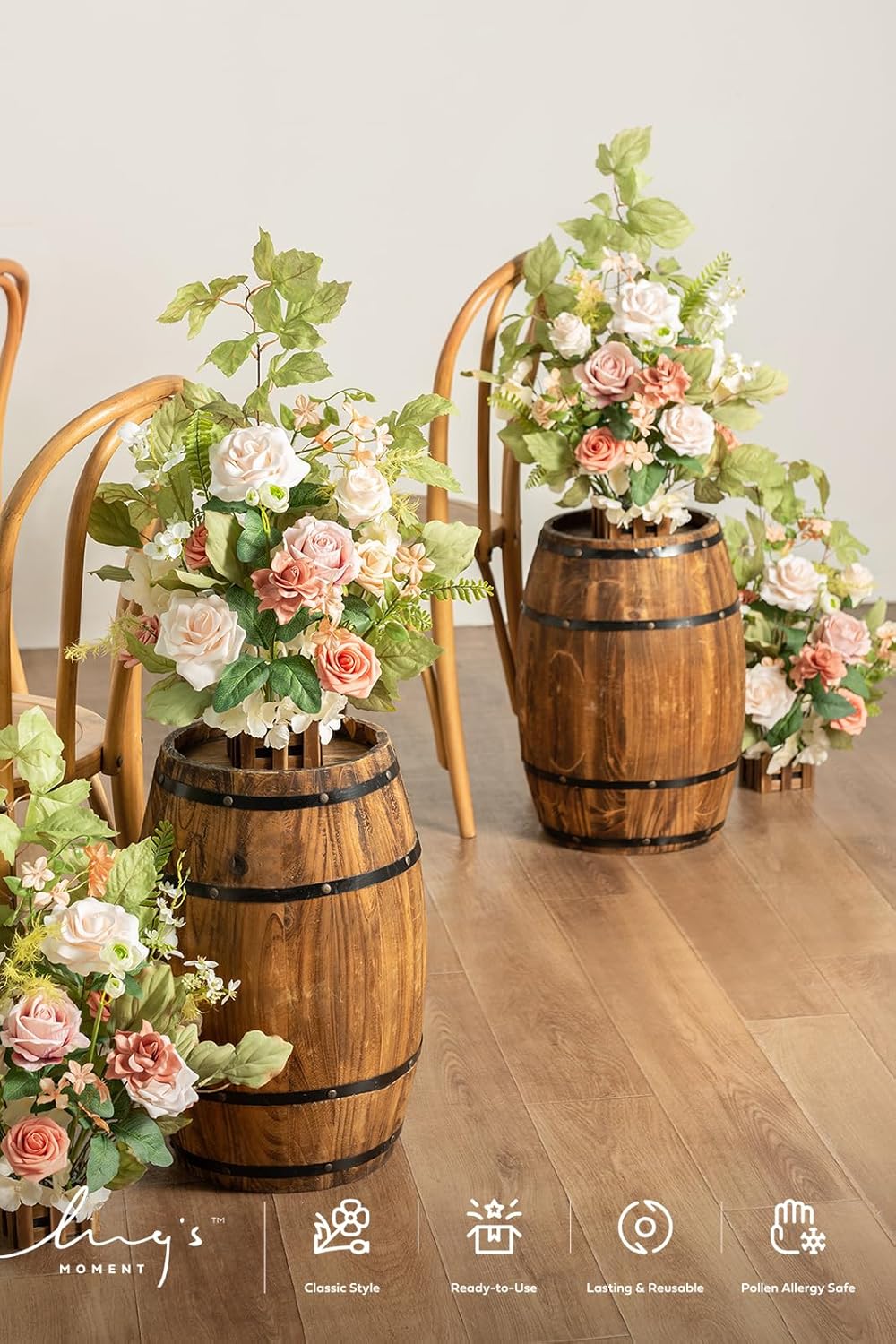 Ling's Moment 17.5" Tall Standing Artificial Flowers Arrangements 4pcs Fall Wedding Aisle Runner